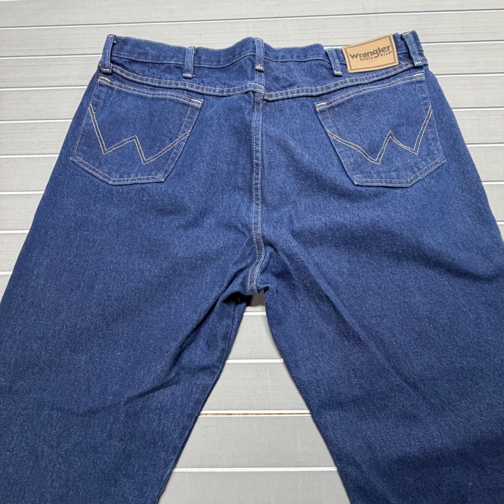 Wrangler Rugged Wear Mens Dark Wash Straight Leg Cowboy Jeans 42x29